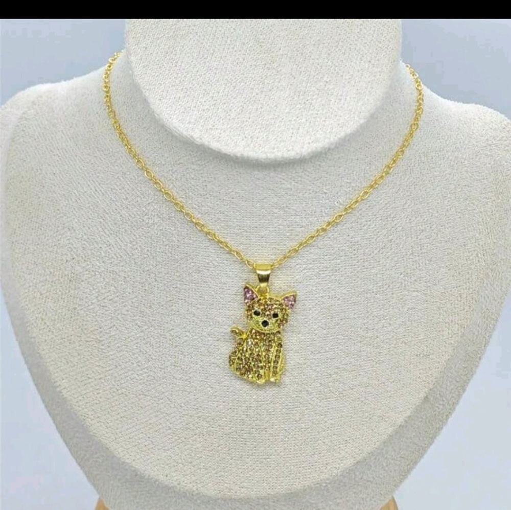 Gold cat necklace with box - Picture 4 of 5